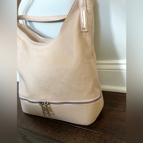 Vera Pelle Luisa Peachy Pink Genuine Italian Soft Leather Large Shoulder Bag - Picture 3 of 16